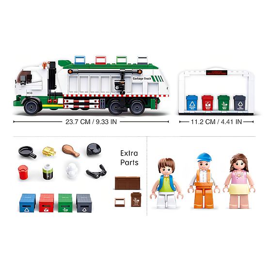 Sluban Town Bausatz M38-B0780 - Müllrecyclingwagen + Kartenspiel