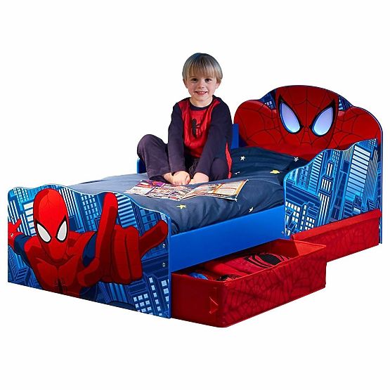 Kinderbett Spiderman mit Licht und Stauraum