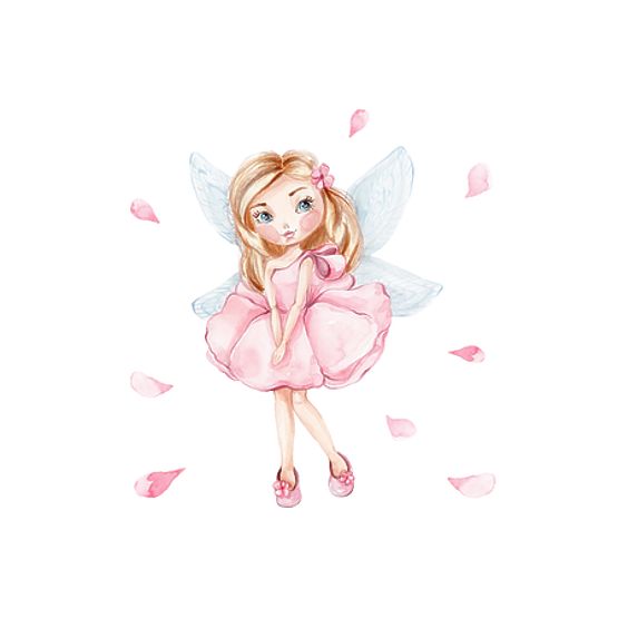 Spielzeugtruhe Daria weiß mit Druck Mädchen mit Flügeln