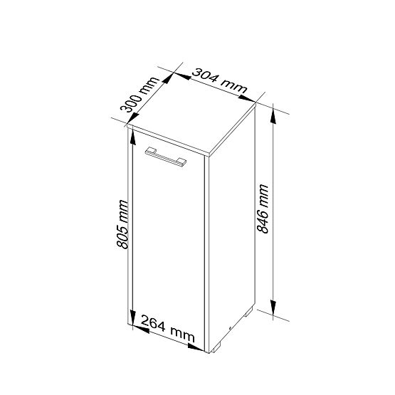 STEHENDER BADEZIMMERSCHRANK FIN S30 1D EICHE SONOMA