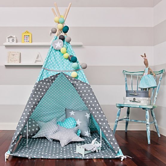 Stoff girlande - Türkis tönung