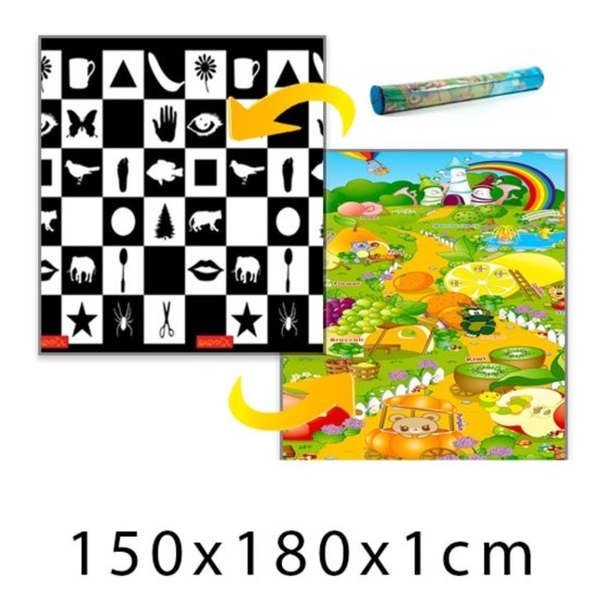Kinder Schaumstoff Teppich Schachbrett + Fruchtig paradies 150x180x1 cm