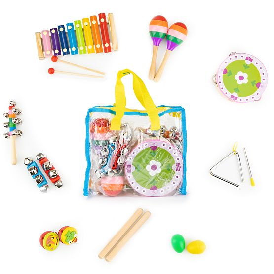 Tasche mit 14 Musikinstrumenten