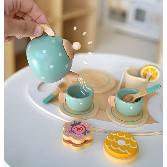 Tee- und Kaffeeservice mit Süßigkeiten Tassen Kanne Tablett ECOTOYS