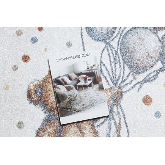 Teppich BONO 9614 Rund Bär, Ballons Creme / Hellgrau