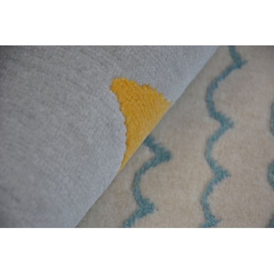 Teppich PASTEL 18409/652 - Wolke Herz VOGEL Grau CREME Türkis