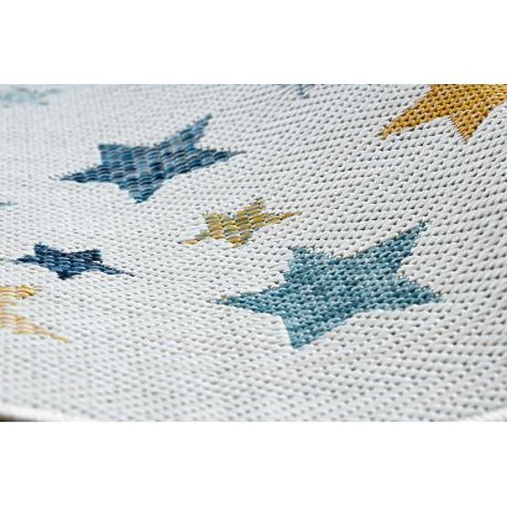 Teppich SISAL COOPER Sterne 22260 ecru / dunkelblau