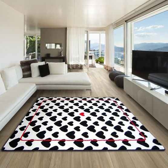 Teppich SKETCH - F755 Creme/Schwarz - Herz