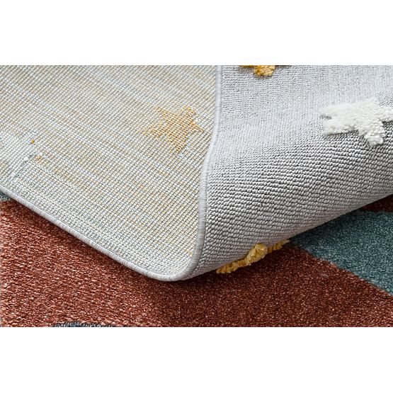 Teppich YOYO GD55 grau / blau - Sterne, Rakete für Kinder, strukturell, sensorische Fransen