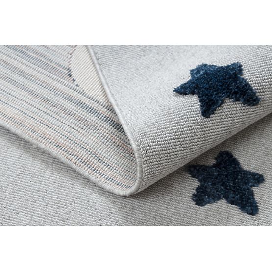 Teppich YOYO GD75 grau / weiß - Sterne, Kreise für Kinder, strukturell, sensorisch Fransen