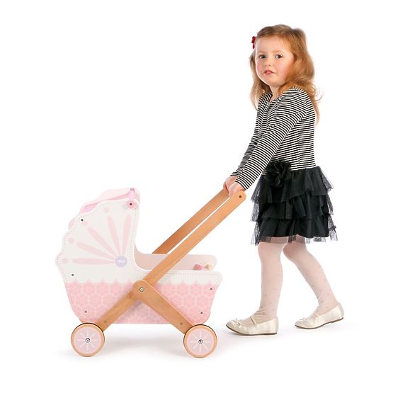Tidlo Holzpuppenwagen rosa