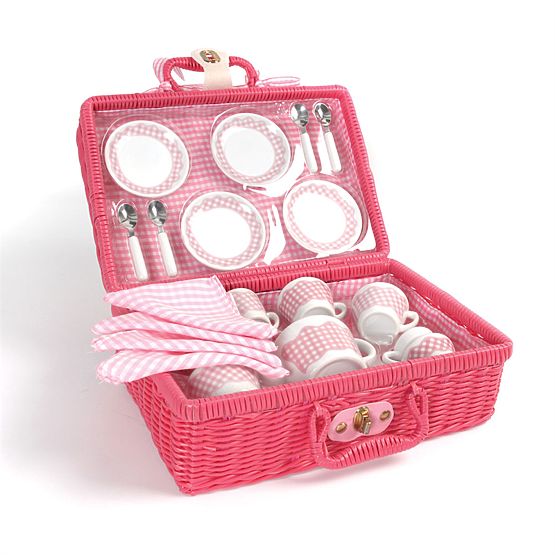 Tidlo Picknick-Geschirr im rosa Korb