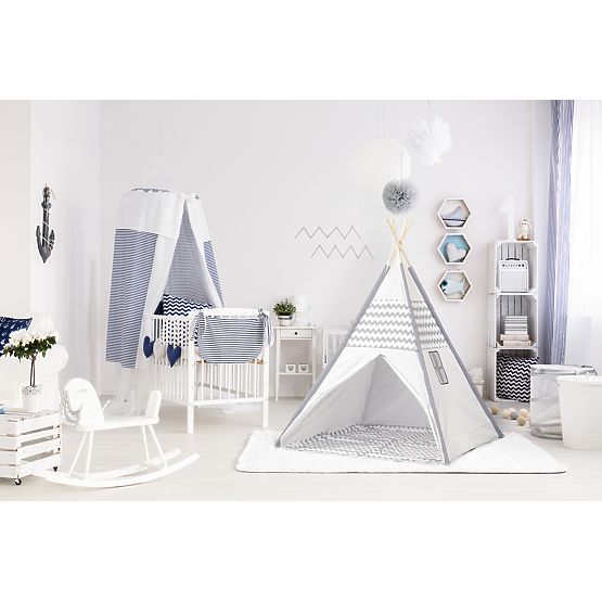 Tipi Kinderzelt - grau-weiß
