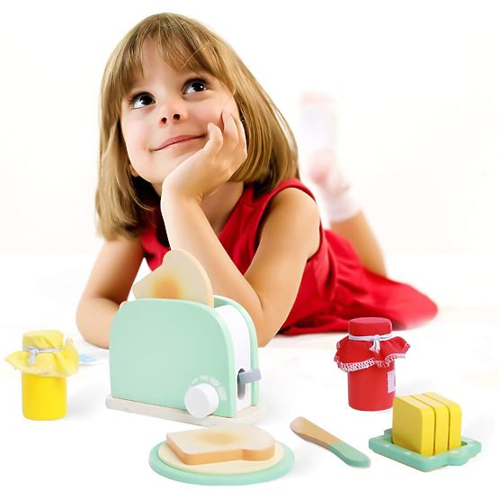 Toaster aus Holz mit Zubehör