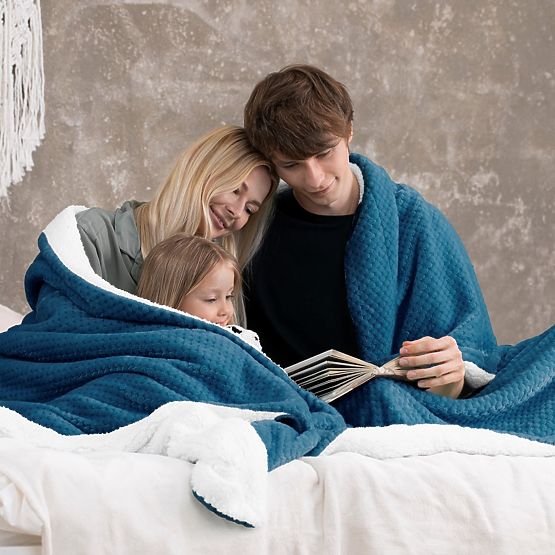 Überwurf SHLEEPY Farbe Indigo jacquardgeprägter klassischer Stil 130x180