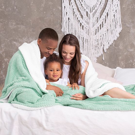 Überwurf SHLEEPY Farbe Minze geprägter Jacquard klassischer Stil 220x240