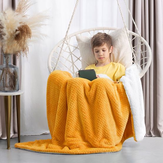 Überwurf SHLEEPY orange mit Jacquardmuster klassischer Stil 170x210