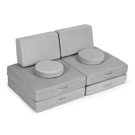 Großes modulares faltbares Kindersofa DIY 8 weiche Kissen - grau ECOTOYS
