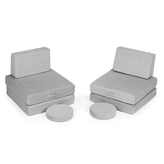 Großes modulares faltbares Kindersofa DIY 8 weiche Kissen - grau ECOTOYS