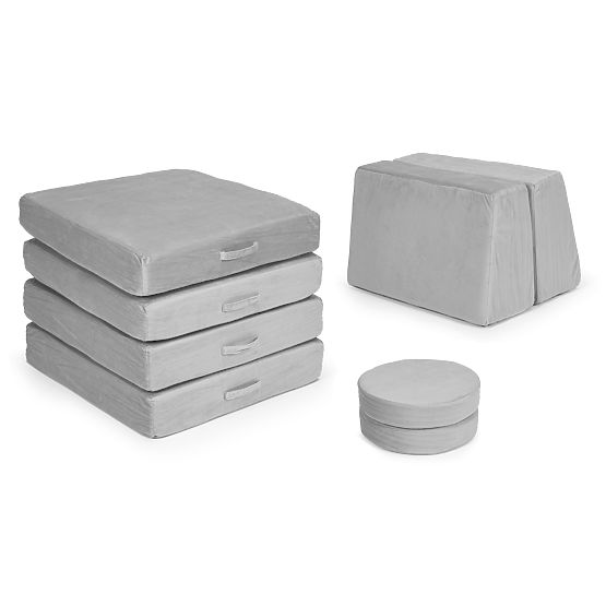 Großes modulares faltbares Kindersofa DIY 8 weiche Kissen - grau ECOTOYS
