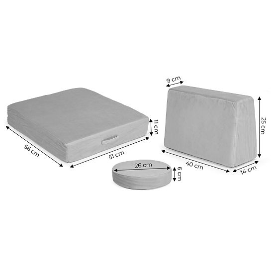 Großes modulares faltbares Kindersofa DIY 8 weiche Kissen - grau ECOTOYS