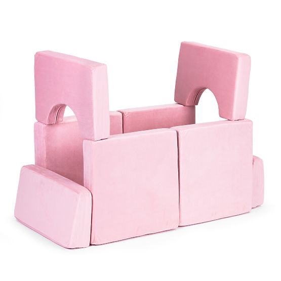 Großes modulares faltbares Kindersofa für 2 Personen DIY 10 weiche Kissen - rosa ECOTOYS