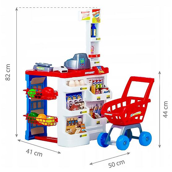 Großer Supermarktstand für Kinder mit Kasse, Waage und Scanner