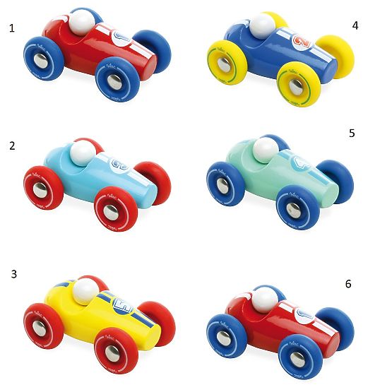 Vilac Holz-Rennwagen Mini Auto 1 Stk. türkis mit blauen Rädern