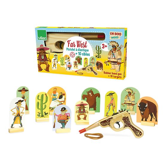 Vilac Westernpistole aus Holz mit Zielscheiben