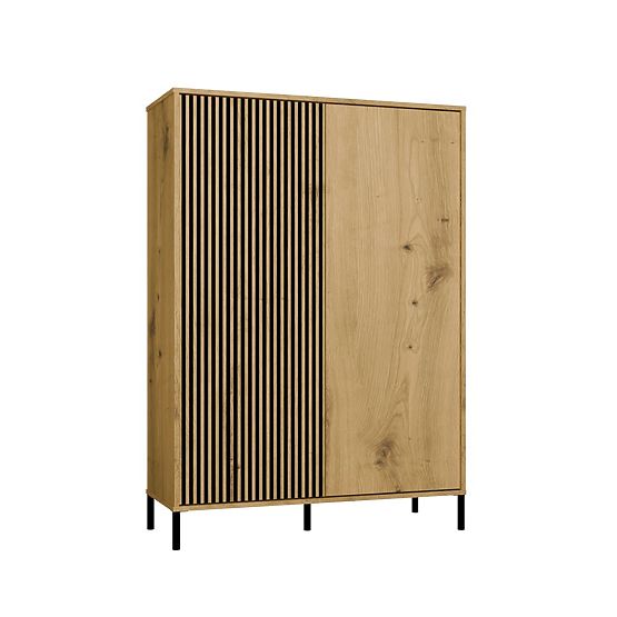 Vitrine KAMARO 2DD SLIM/GLATT EICHE ARTISAN Lamellenfront Geriffelt + Klassisch