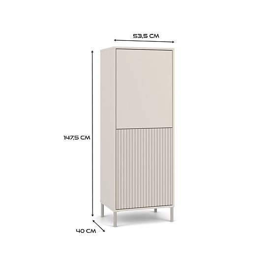 Vitrine KAMARO 2DK SLIM/GLATT KASCHMIR Lamellenstruktur + Klassisches Frontpanel