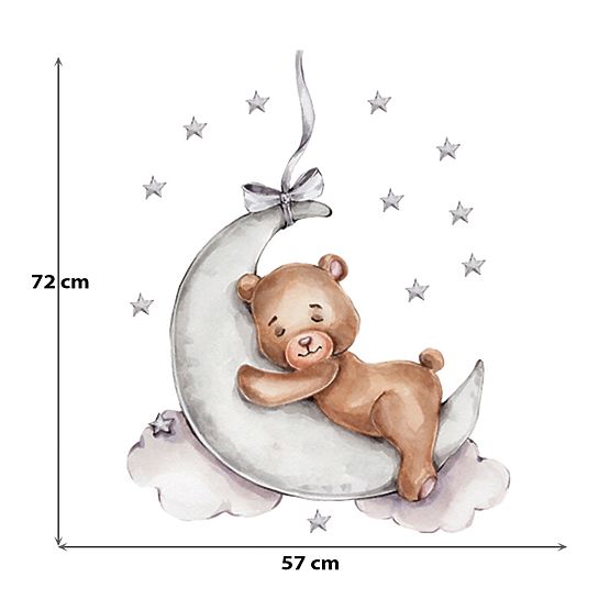 Wandaufkleber - Bärchen auf dem Mond