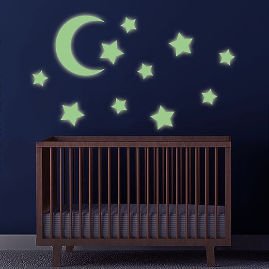 Wandaufkleber - Leuchtende Sterne und Mond