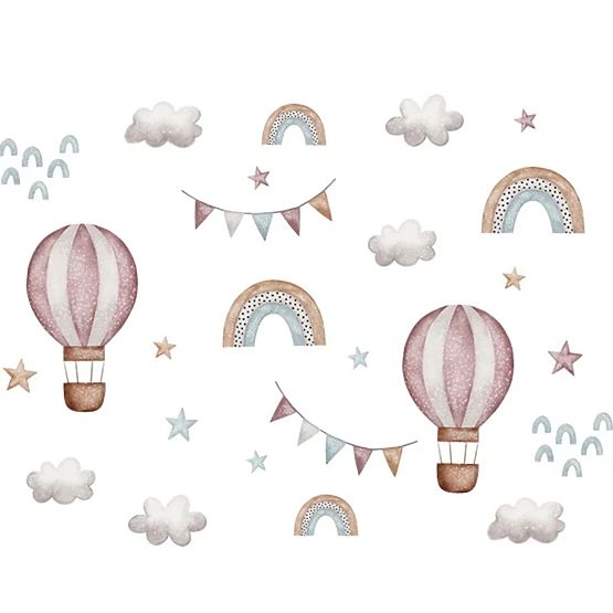 Wandaufkleber - Luftballons und Wolken