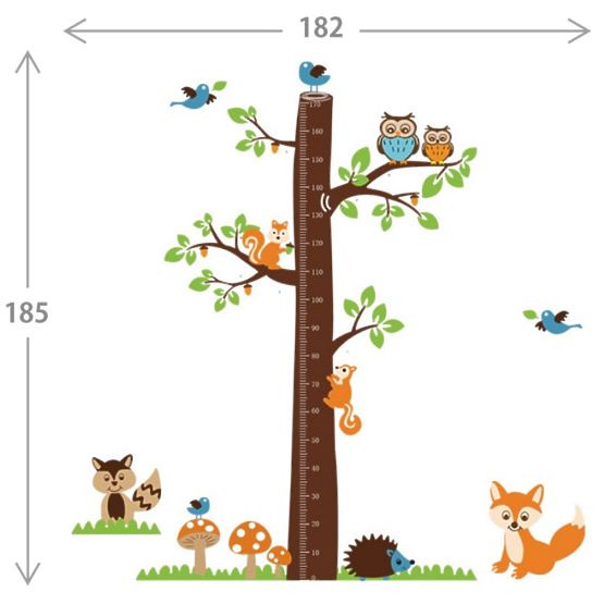 Wandaufkleber - Metermaß - Baum mit Fuchs