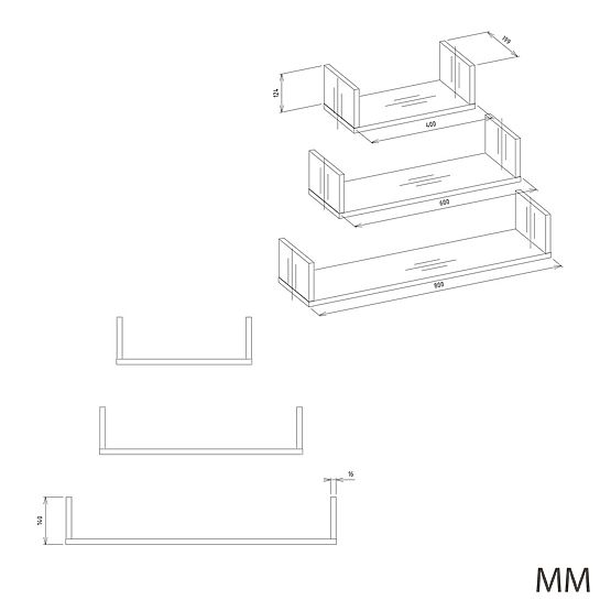 Wandregal-Set MOBI 3P EICHE SONOMA