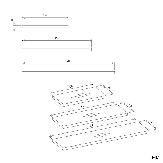 Wandregale TOBI 3P WEISS