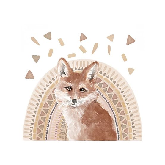 Wandsticker - Fuchs auf Regenbogenhintergrund