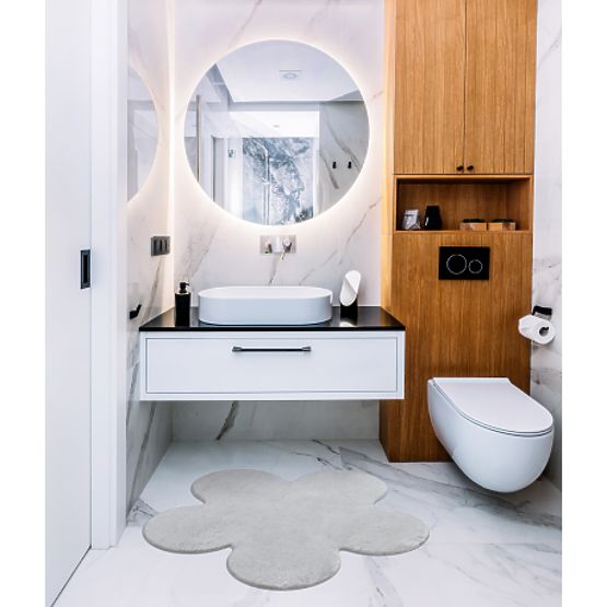 Waschbarer Teppich SHAPE 3106 Blume Shaggy - grauer Plüsch, rutschfest