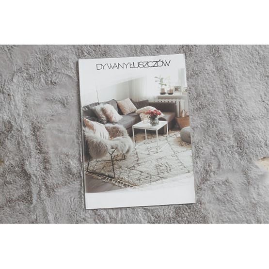 Waschbarer Teppich SHAPE 3106 Blume Shaggy - grauer Plüsch, rutschfest