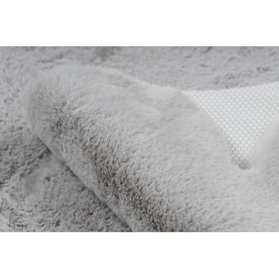 Waschbarer Teppich SHAPE 3146 Bär Shaggy - grauer Plüsch, rutschfest