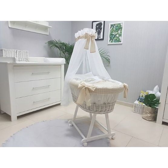 Weiden Kinderbett mit ausrüstung für baby - Beige elefanten