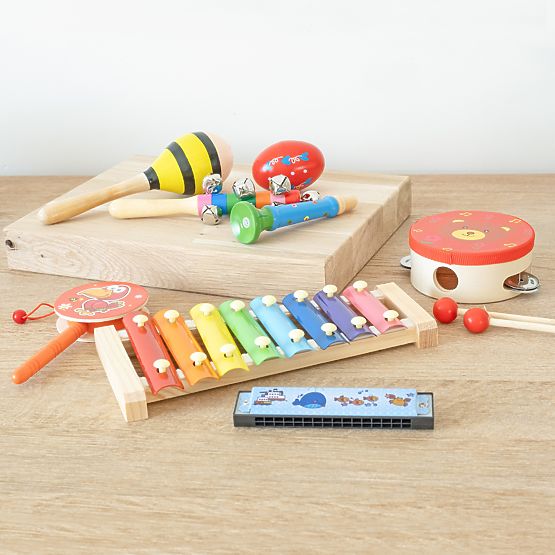 Xylophonic – Set mit 7 Musikinstrumenten aus Holz