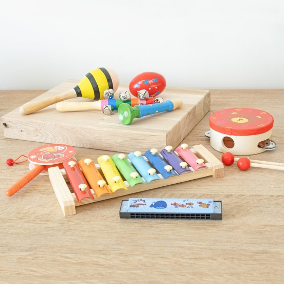 Xylophonic – Set mit 7 Musikinstrumenten aus Holz