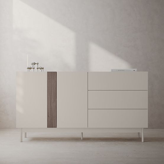 Zweitürige Kommode mit Schubladen Berula, Kaschmir, Walnuss Villa