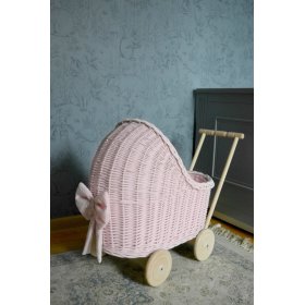 Korbwagen für Puppen - rosa