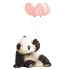 Wandaufkleber DEKORNIK - Panda mit rosa Luftballons
