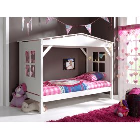Kinder Bett haus Pino white, VIPACK FURNITURE