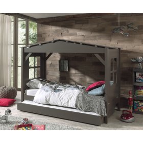 Kinder Bett haus Pino grey, VIPACK FURNITURE