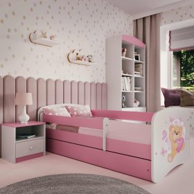 Kinderbett mit Barriere Ourbaby - Teddybär - rosa, Ourbaby